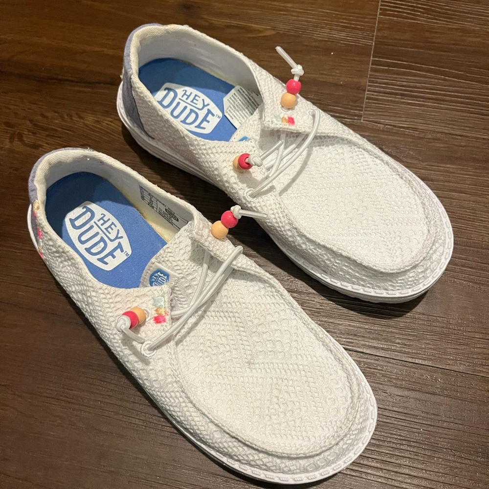 Hey Dude White Shoes with Colorful Beads